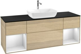 V&B Waschtischunterschrank Finion in Weiß Lack und Eiche, Breite: 160 cm - Bild 1