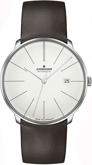 Junghans Armbanduhr Automatik, Edelstahl, Silber, Leder, Herren - Bild 1