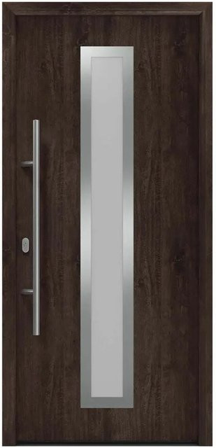 EcoStar Haustür Isopro IP 700S in Eiche Dunkel mit Glaseinsatz, B: 110 cm, H: 210 cm, DIN Links - Bild 1