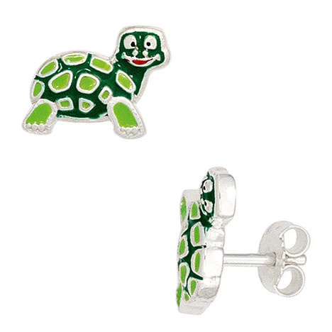 Colkid Ohrstecker Schildkröte, 925 Silber, Kinder, grün - Bild 1