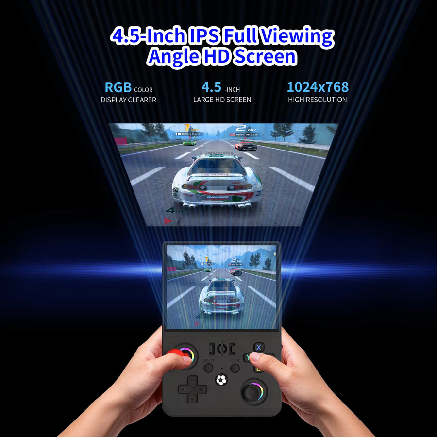 WDXSKY R36MAX II Retro Handheld-Spielkonsole mit 4,5 Zoll IPS HD-Bildschirm und Linux-System in Schwarz oder Weiß - Bild 3
