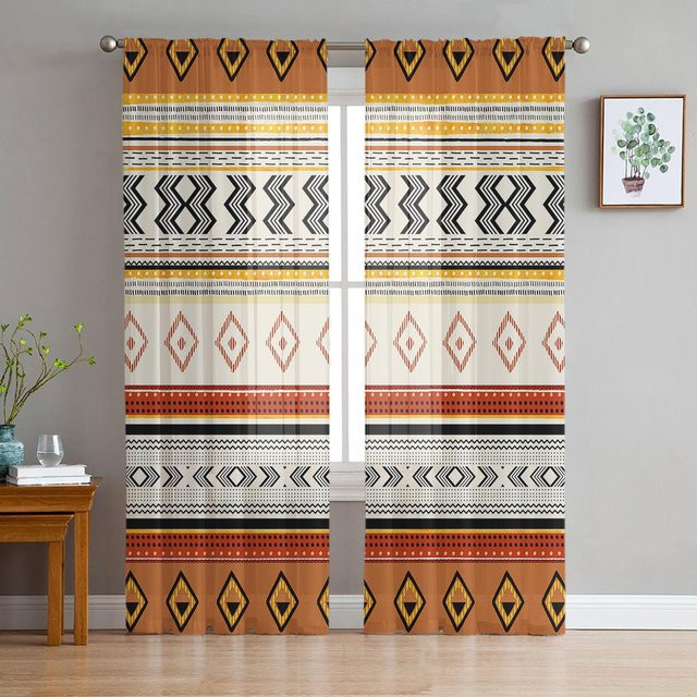 Super Six Transparente Voile Gardine mit böhmischem Streifenmuster in Schwarz, Breite: 135 cm, Höhe: 114 cm - Bild 1