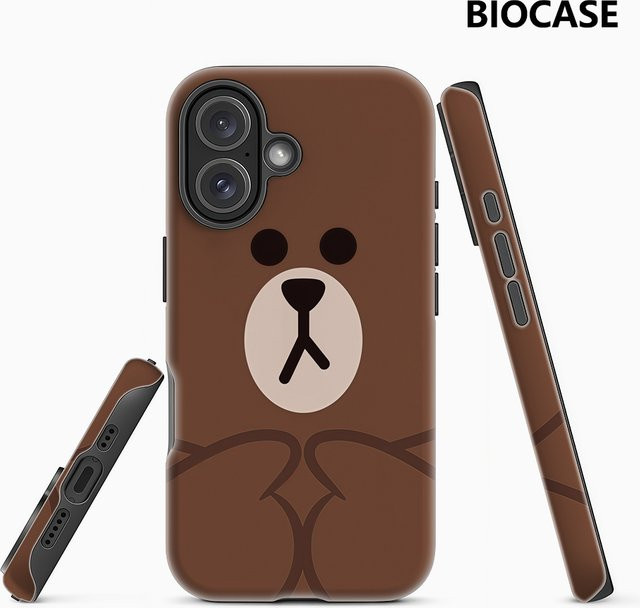 Potdemiel Handyhülle mit Braunbär-Motiv für iPhone 18 17 16 15 14 13 12 Pro Max Plus, Doppelschichtige Rückabdeckung, Farbe: Braun - Bild 1