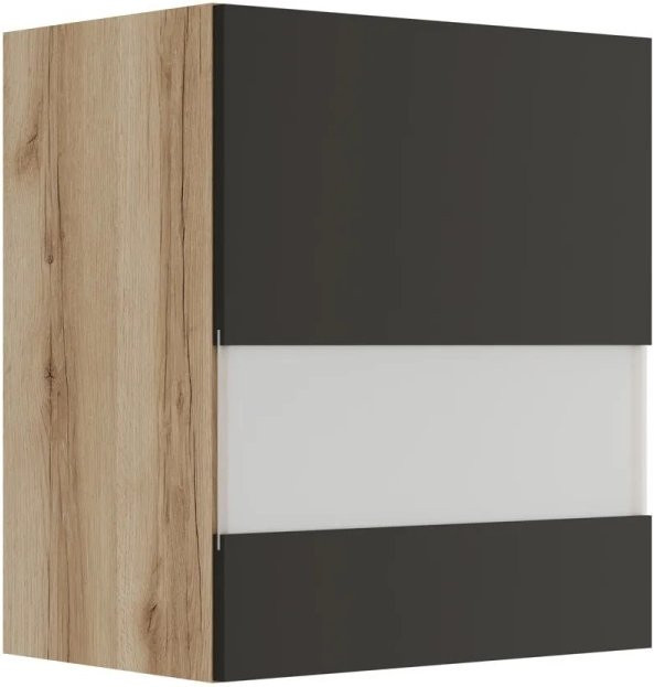 Küchen-Oberschrank Noah420 mit Segmentglastür in Anthrazit und WildEiche, B/H/T: 50 x 57,6 x 34,6 cm - Bild 1