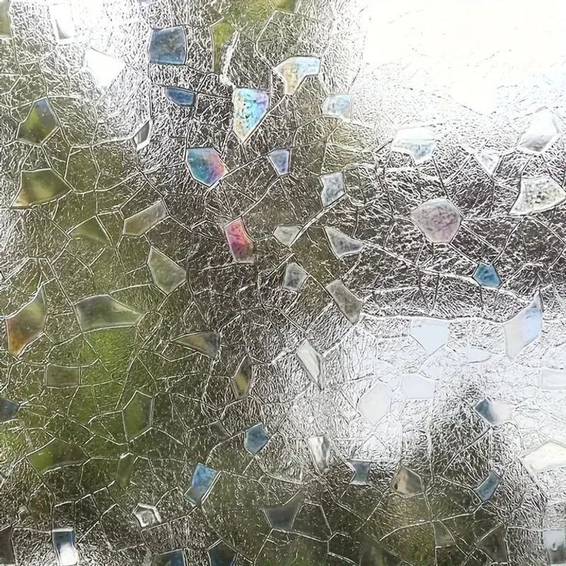 SZ-Damai Sichtschutzfensterfolie 3D Steinmuster in Grau und Bunt, elektrostatische Milchglasfolie ohne Kleber, Anti-Peeping Fensterfolie mit abstraktem Design, 4m Länge - Bild 4