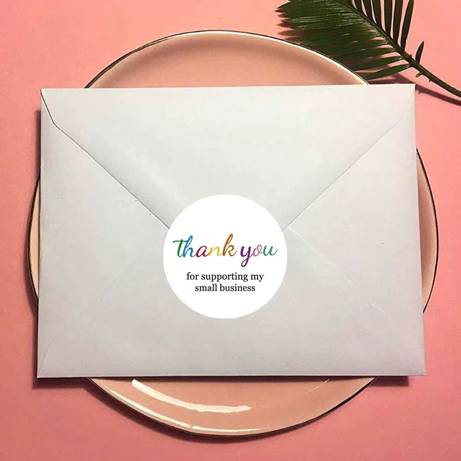 TYFYO Danke für die Unterstützung meiner kleinen Unternehmen Aufkleber, bunte Buchstaben Verpackungssiegel und Etiketten, 50 bis 100 Stück, Mehrfarbig - Bild 3