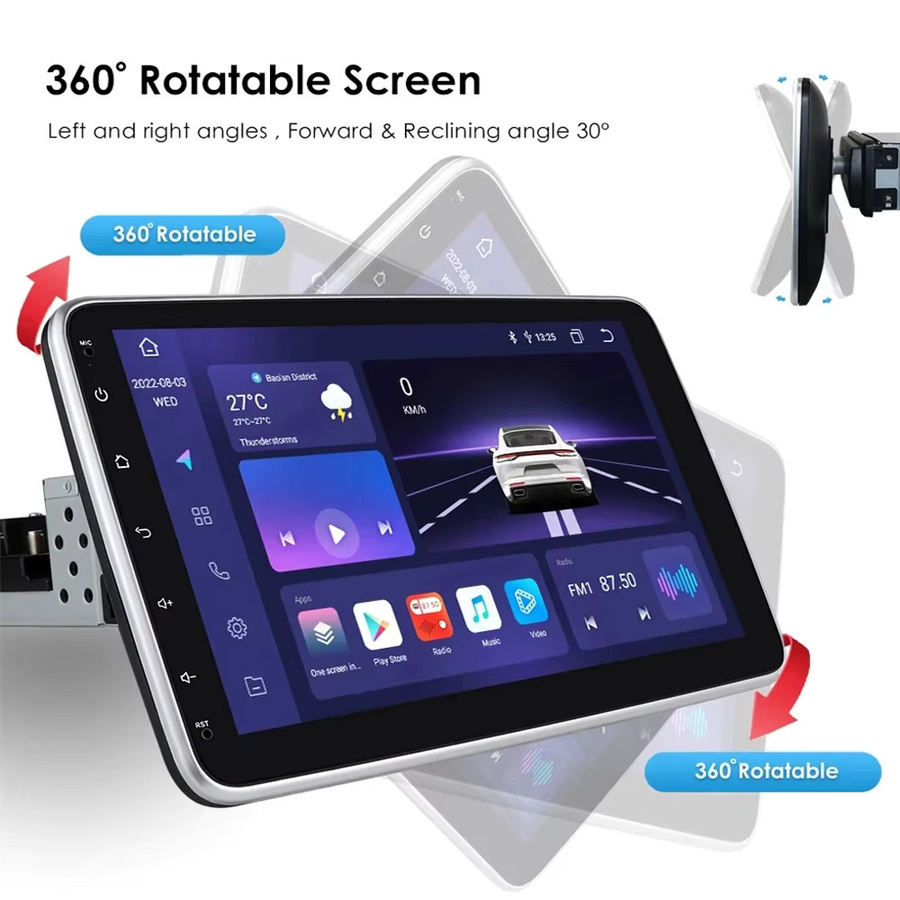 FengShiDa Universal Drehbares Autoradio mit Android 16, 10,1 Zoll Multimedia-Player inklusive Carplay, GPS-Navigation, Bluetooth und WIFI in Schwarz - Bild 5