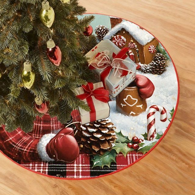 VIKAMA Weihnachtsbaum Rock mit Schneemann und Lebkuchenhaus Motiv zur Weihnachtsdekoration - Bild 1
