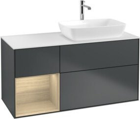 V&B Waschtischunterschrank Finion in Mattblau lackiert mit offenem Regal, Breite: 120 cm, Tiefe: 50,1 cm, Höhe: 50,1 cm - Bild 1