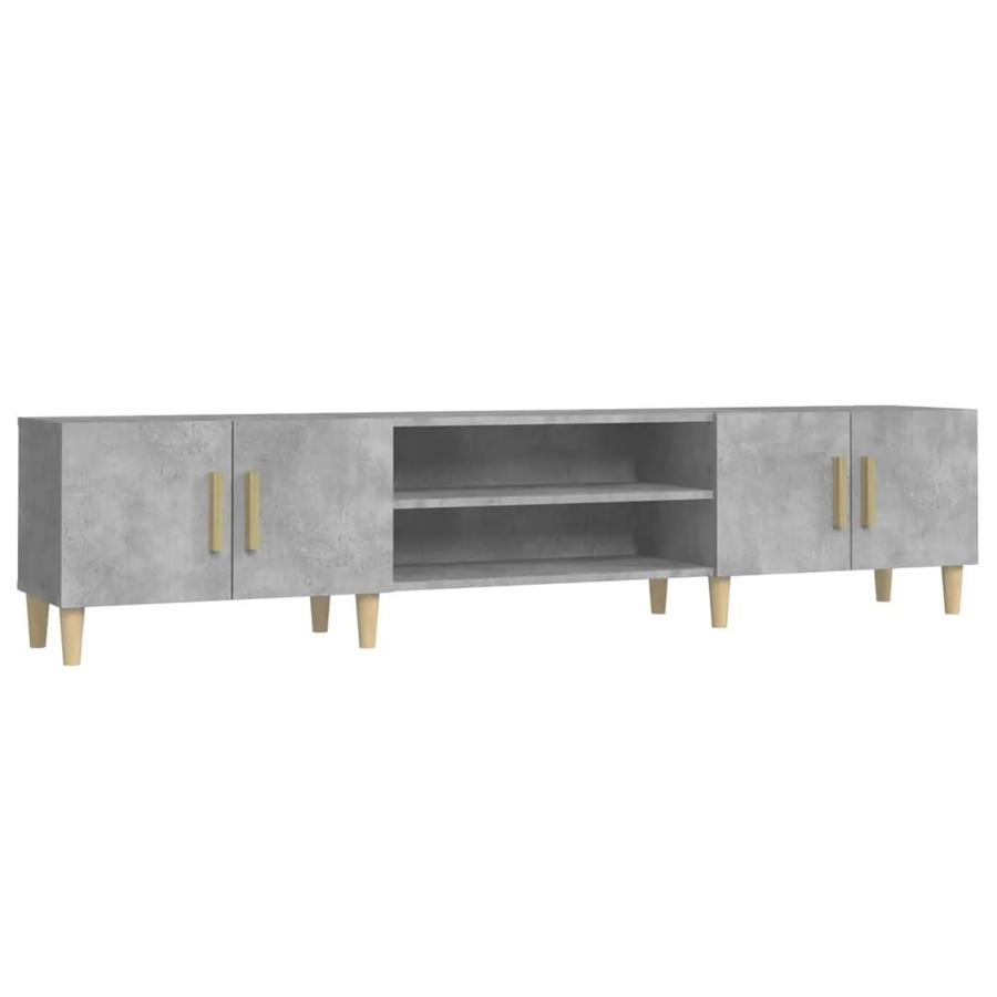 vidaXL TV-Schrank aus Holzwerkstoff und Eukalyptus in Betongrau Matt, B/T/H: 180 x 31,5 x 40 cm - Bild 2