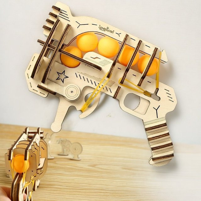 soulbao Gummiband-Pistolen-Modell, Tischtennis-Werfer, STEM Lernspielzeug - Bild 1