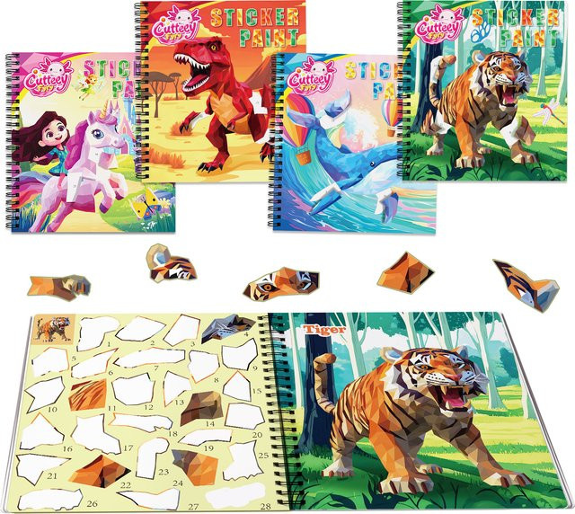 CutteeyFyry Dinosaurier Stickerbuch, Aufkleber-Puzzlebuch, 1-teiliges Set - Bild 1
