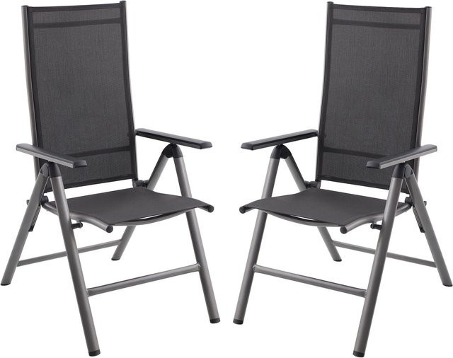 Garden Pleasure Stapelstühle MARLA aus Aluminium in Schwarz, 2er Set - Bild 1