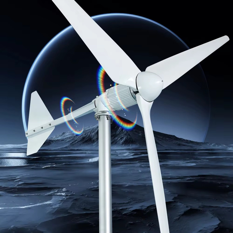 KUOXUAN Windkraftanlage 5000W für Zuhause und Bauernhof, effizientes Windmühlen-Netzanschluss-System in Weiß - Bild 2