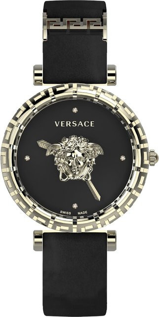 Versace Damenuhr Palazzo Empire Greca, Quarz, Edelstahl, 37 mm, Schwarz - Bild 1