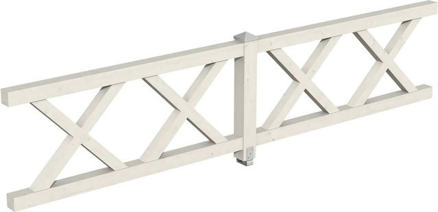 Skan Holz Brüstung Andreaskreuz aus Fichte in Weiß, B: 400 cm, H: 84 cm - Bild 1