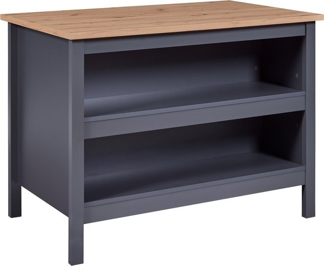 Kücheninsel Inter Link Nellina mit Arbeitsfläche und Barbereich für 2 Personen, Anthrazit und Eiche, B/T/H: 124 x 75 x 91,5 cm - Bild 1