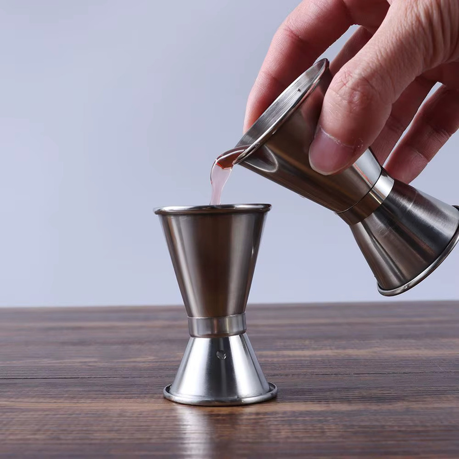 Edelstahl Cocktail Shaker Messbecher Jigger Dual Shot Drink Measure in Silber - Bild 2