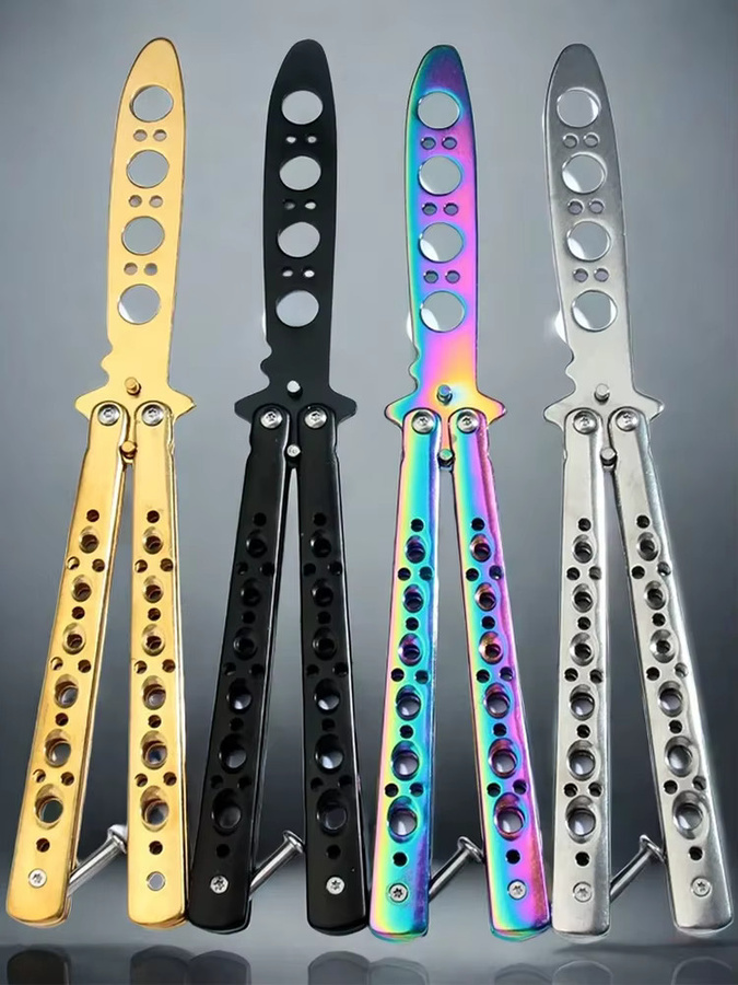 YRIDEFE Butterfly-Messer-Trainingsgerät, tragbares, klingenloses Stahl-Taschenmesser - Bild 1