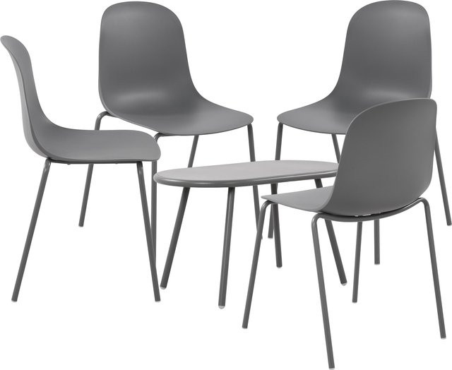 CLP 4er Sitzgruppe Veldin Garten-Set in Grau mit 1 Tisch und 4 stapelbaren Stühlen - Bild 1