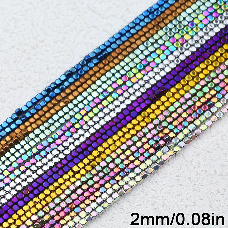 JHNBY Spacer Perlen, Hämatit Naturstein, Blau Grün Goldene, 2mm - Bild 5