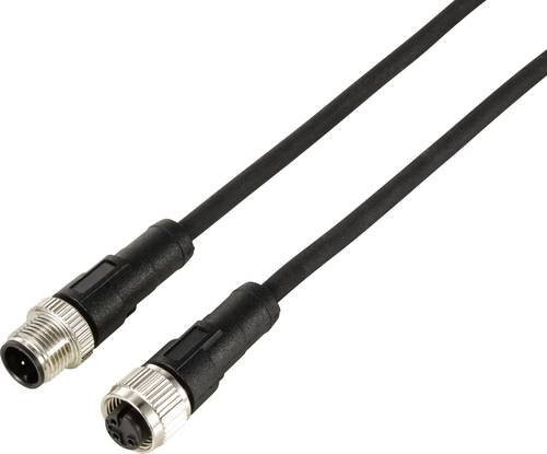 TRU COMPONENTS Sensor-Aktor-Verlängerungsleitung TC-12833104, M12 Stecker gerade auf Kupplung gerade, 3-polig, schwarz, Länge: 2 m - Bild 1