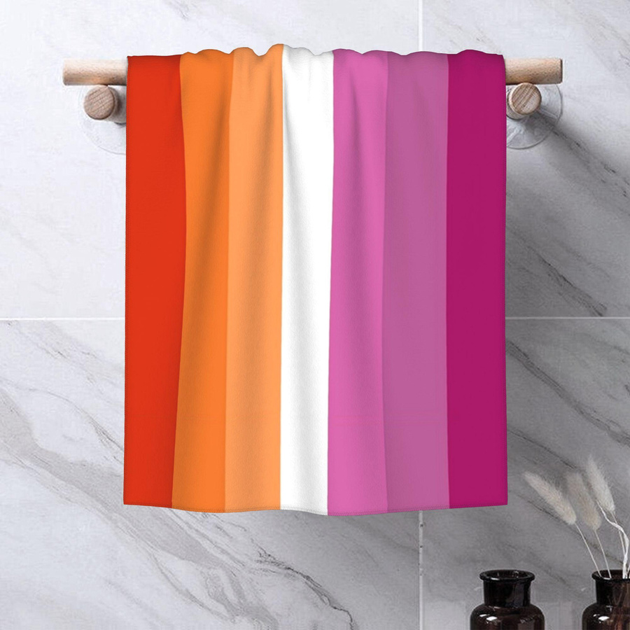 Creative Man Lesbenflagge Schnelltrocknendes Baumwolltuch, B: 75 cm, H: 150 cm, Mehrfarbig - Bild 3