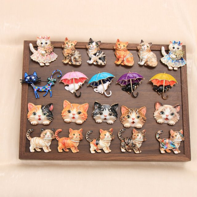 QATT Brosche, Cartoon-Katzen-Design, Kristall, Bunt, Unisex - Bild 1