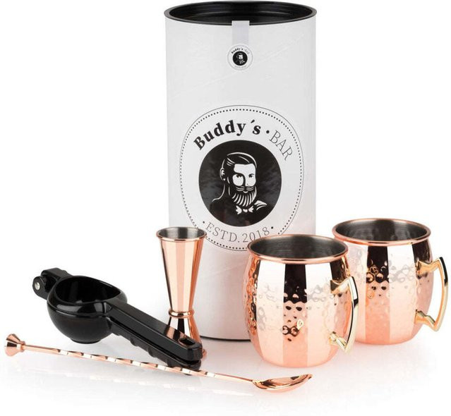 Buddy’s Bar Moscow Mule Set in Hammerschlagoptik, Kupfer und Schwarz - Bild 1
