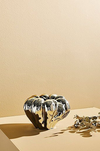 Ruth Vase Pastill aus Keramik und Metall in Gold oder Silber, Höhe: 24,5 cm - Bild 1