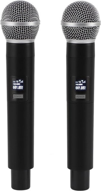 Andoer 2er-Set Drahtlose UHF-Mikrofone mit Noise Cancelling und USB-C-Ladefunktion, Schwarz - Bild 1