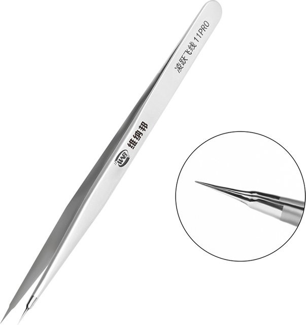 LDKGJJS Präzisionspinzette aus Edelstahl mit gerader Spitze in Silber für Mobiltelefon-Reparaturen - Bild 1