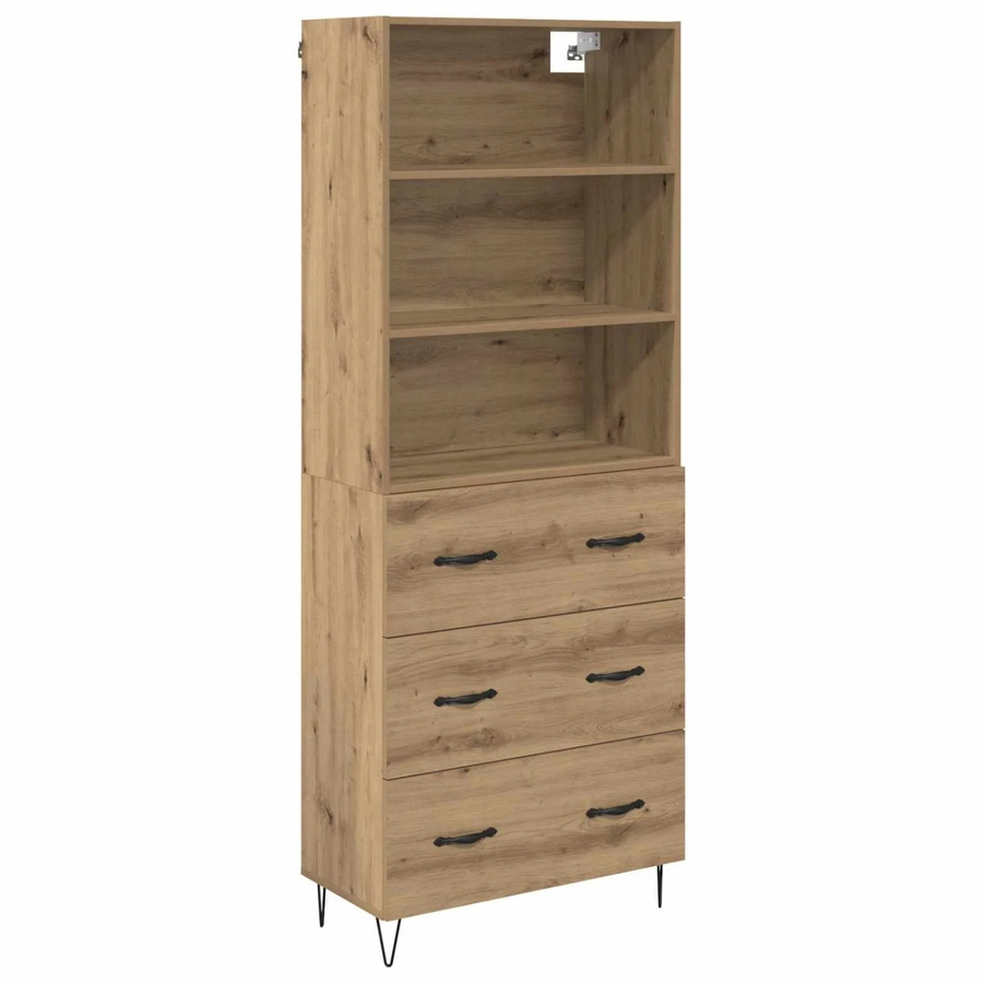 vidaXL Highboard 2-teilig mit Schubladen in Artisan-Eiche, Farbe: Braun, H x B x T: 180 x 32,5 x 32,5 cm - Bild 2