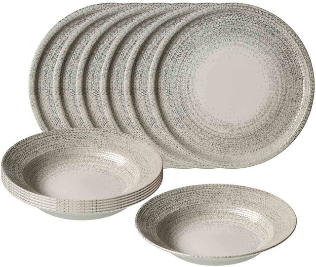 Ritzenhoff & Breker Pizza- und Pasta-Set Rimini aus Stoneware, 12er Set, Beige Grey White - Bild 1