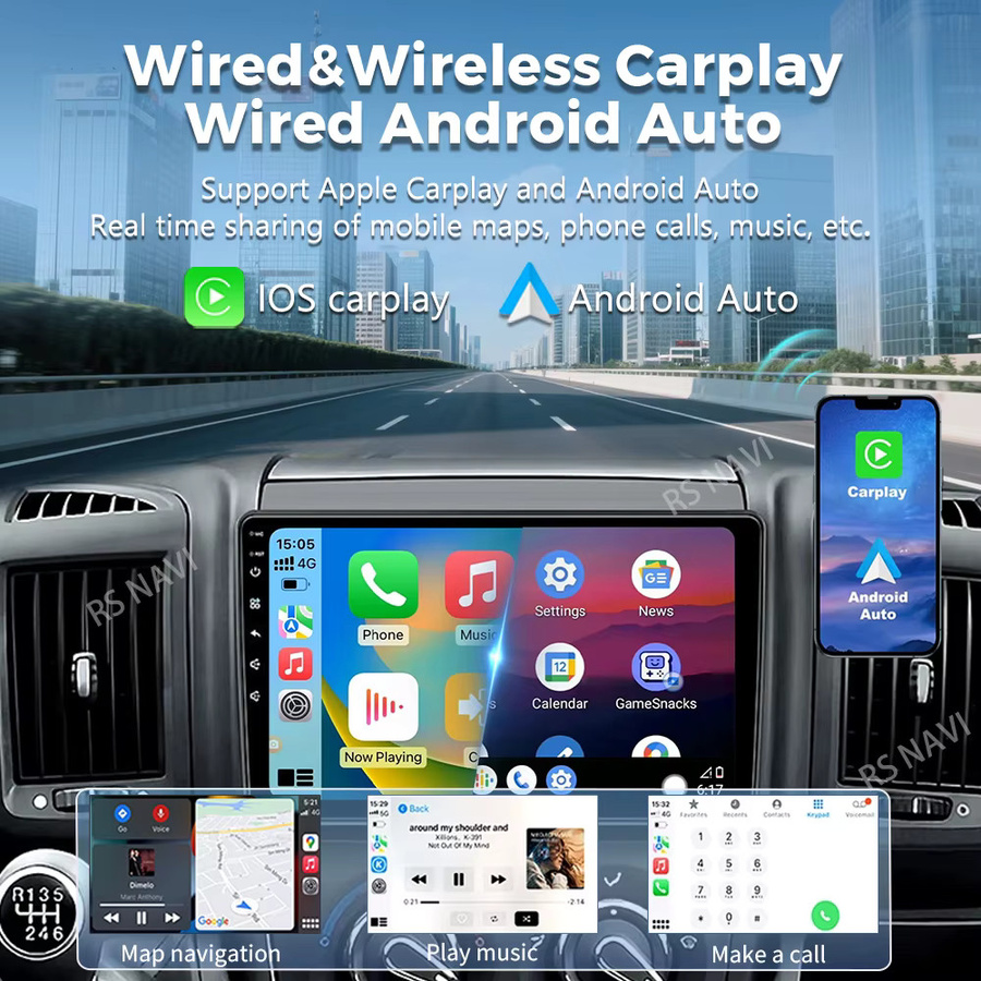 RSNAVI Android 16 Autoradio mit Wireless Carplay und Android Auto, 4G Bluetooth, Schwarz, passend für Fiat Ducato, Peugeot Boxer und Citroen Jumper (2006-2022) - Bild 3