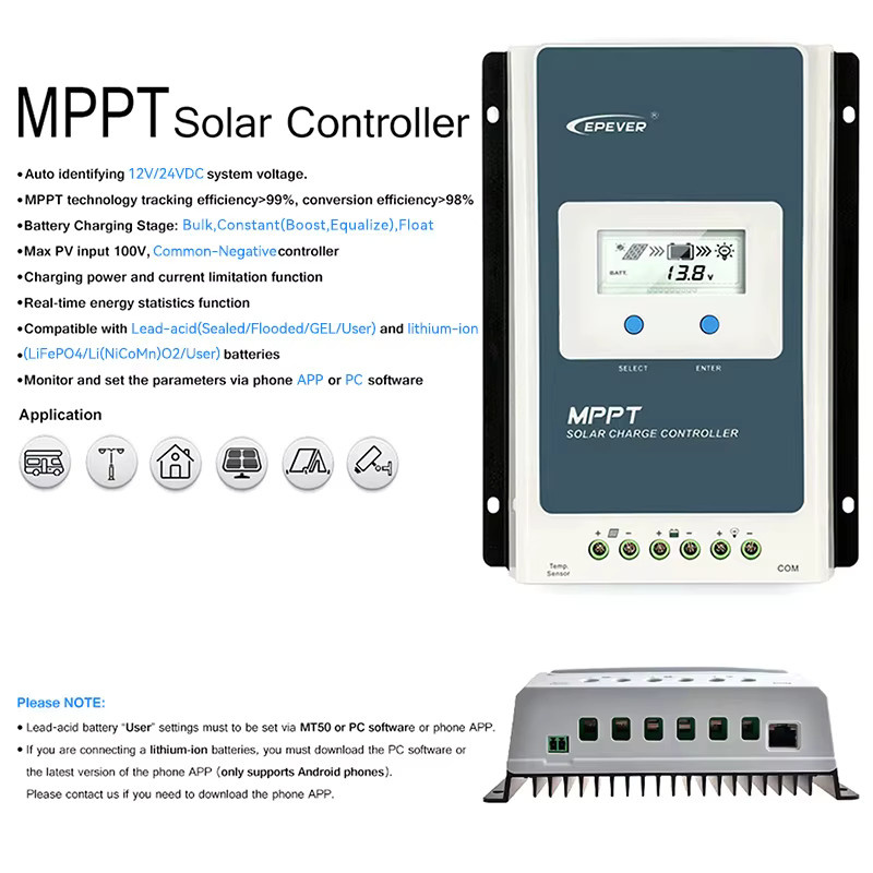 ECGSOLAX MPPT Solar-Laderegler Tracer AN Serie für 12V und 24V Batterien und Solarmodule mit max. 100VDC PV-Spannung - Bild 2