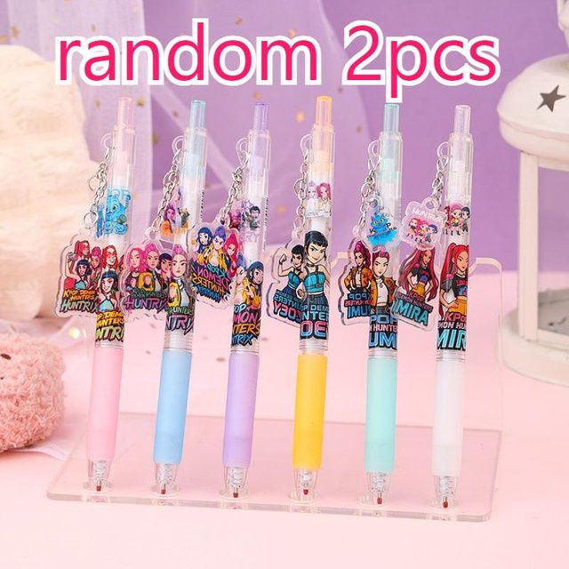 Yiran toy 1 Acryl-Gelstift mit K-POP Dämonenjäger Anhänger, Druckstift mit schwarzer Tinte und 0,5 mm Spitze, Mehrfarbig - Bild 1