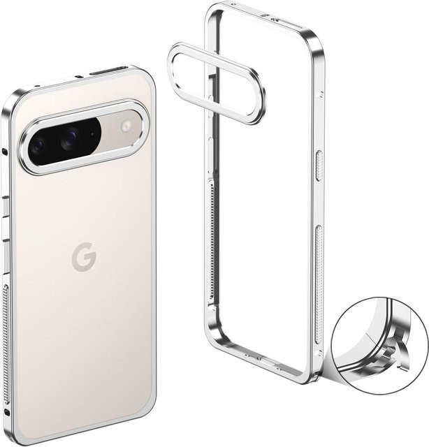 Google Pixel 10 Pro XL Metall-Wärmeableitungs-Hülle mit zweifarbigem Verschluss in Transparent - Bild 1