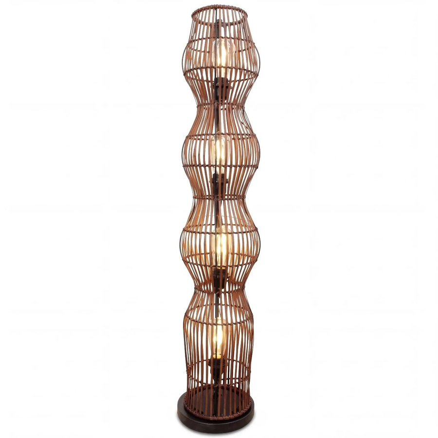 Licht-Erlebnisse Stehleuchte Boho Style aus Bambus und Metall in Braun, Höhe: 110 cm, 4x E27 - Bild 2