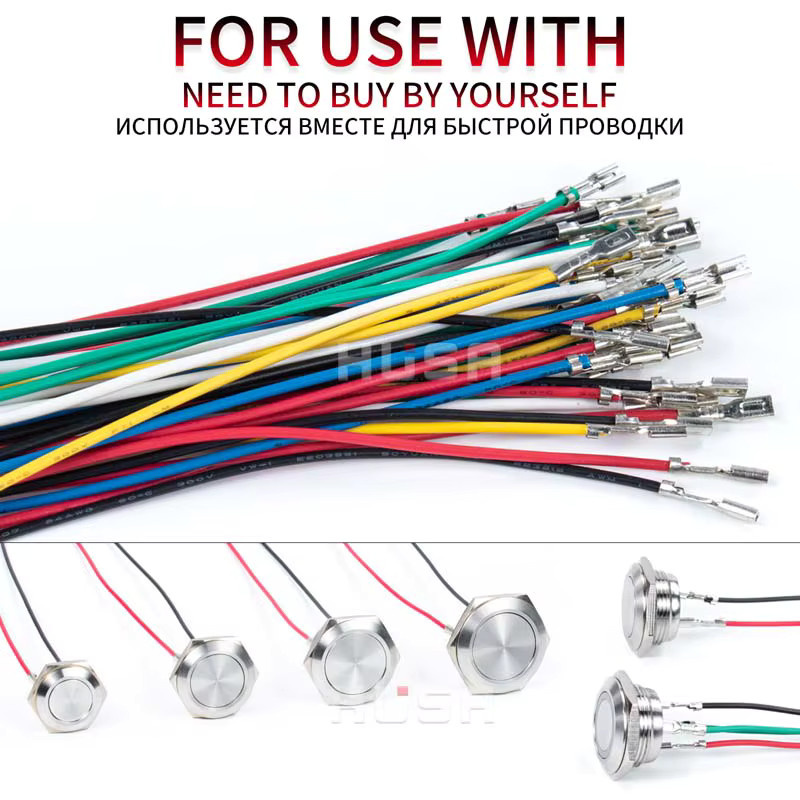 HUSA Mini Metall Druckschalter RGB LED Momentary Wasserdicht aus Edelstahl in Silber und Multicolour - Bild 2