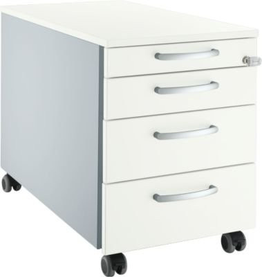 Schäfer Shop Pure Rollcontainer 1233 mit 3 Schubladen und 1 Utensilienauszug, abschließbar, weiß, B: 43,5 cm, T: 76,5 cm, H: 57,7 cm - Bild 1