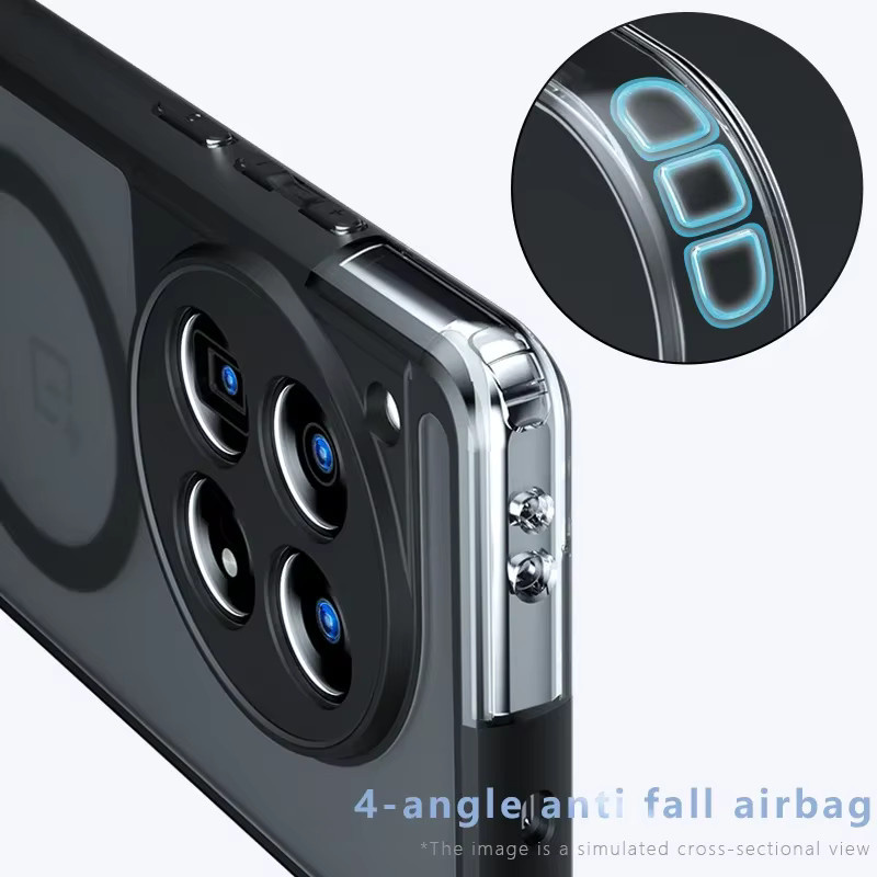Transparente Handyhülle für OnePlus 12 12R 13 Ace 3V 3 Pro Nord 4 mit matter Textur und magnetischem Schutz aus TPU-Kunststoff in Schwarz - Bild 3