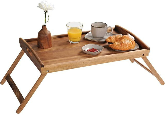 Kesper Holztablett mit Klappfüßen in Braun B/H/T: 55 x 24 x 35 cm - Bild 2