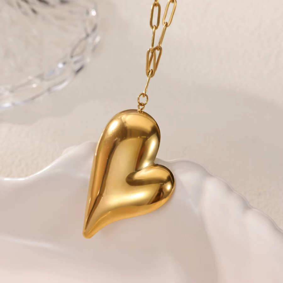 HPTOTMG Halskette mit Herz-Anhänger, Edelstahl, Gold, Damen - Bild 1