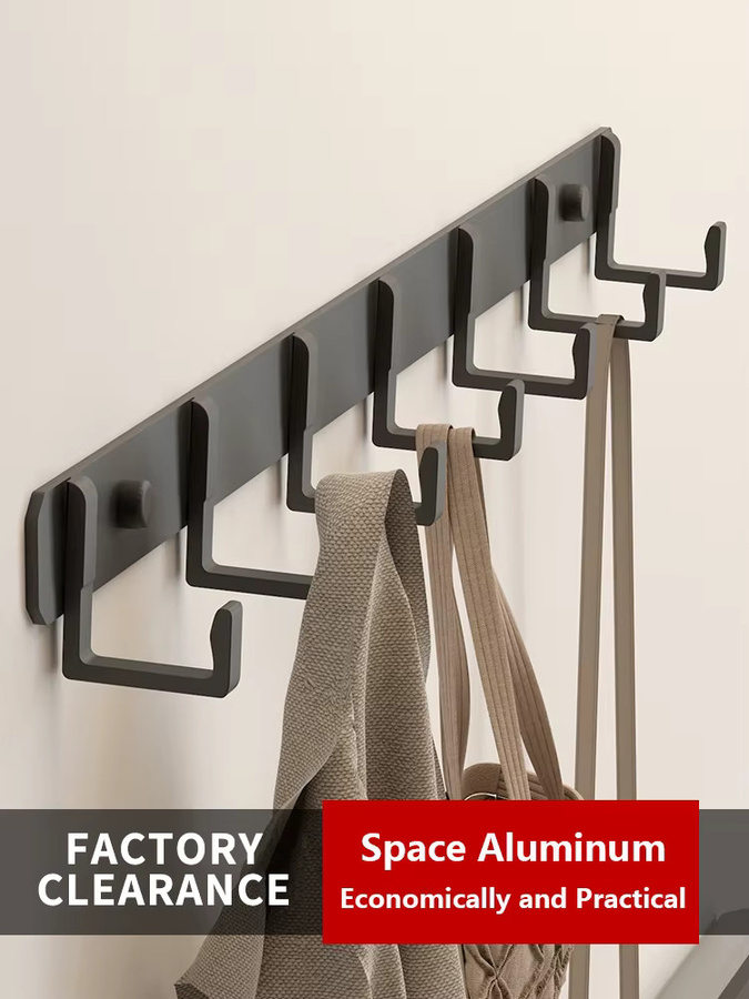 Aluminium Handtuchhaken zum Kleben für Bad und Wohnzimmer, Wandhalterung ohne Bohren, Schwarz - Bild 2