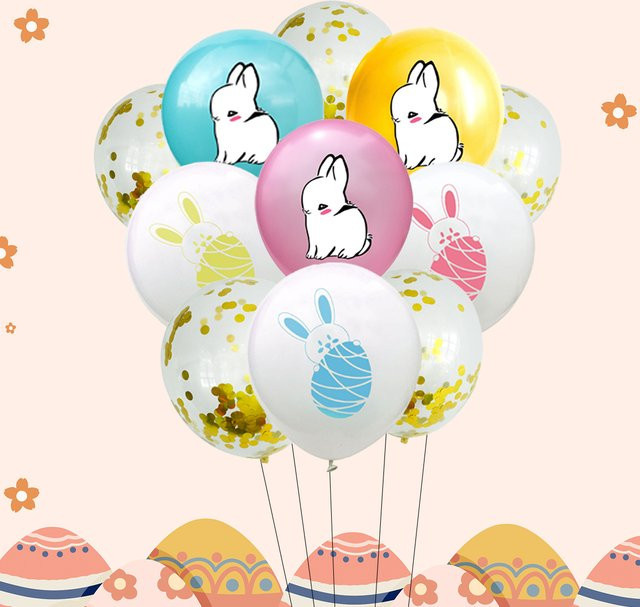 11 Stück Each Party Latexballons in Osterei- und Kaninchen-Design, bunt, Durchmesser: 30,48 cm - Bild 1