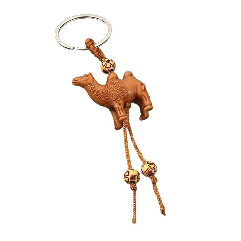 Noter Schlüsselanhänger, 3D-Tiere, Elefant, Kamel, Harz, Holzimitation, Unisex - Bild 2