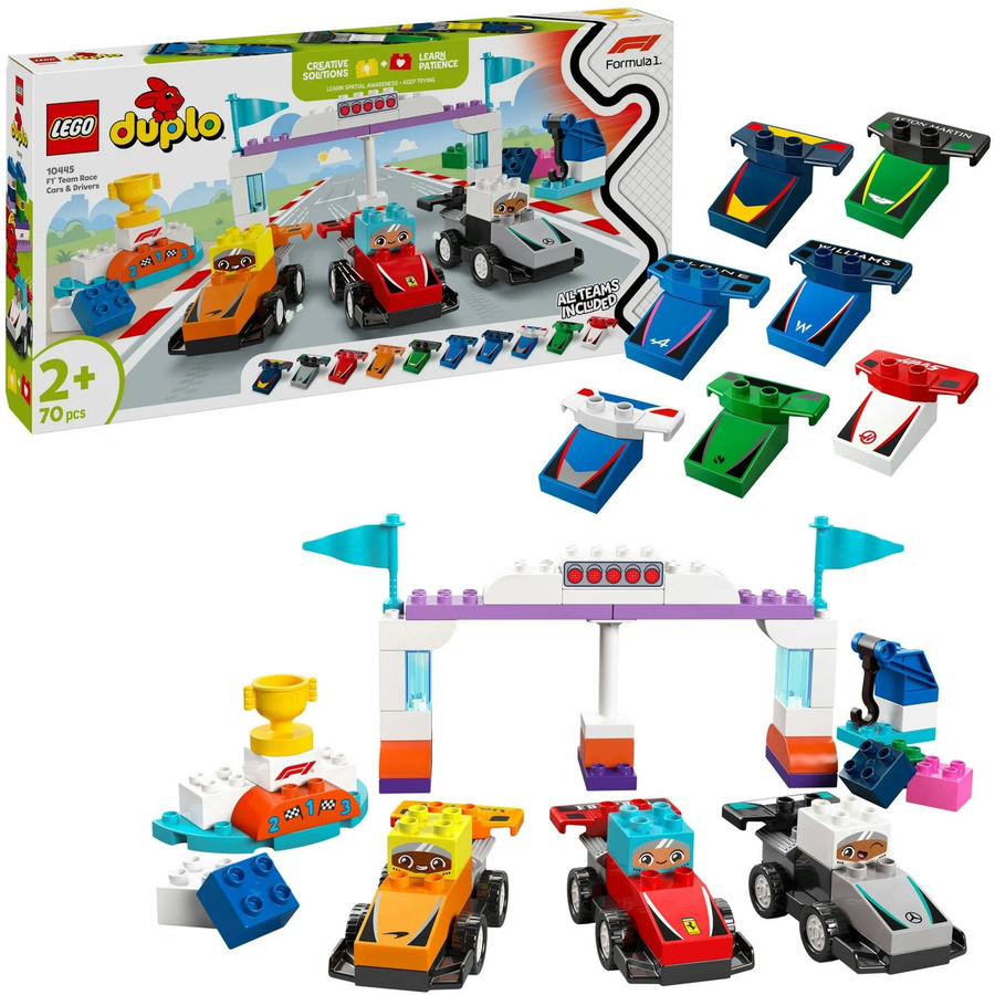 LEGO DUPLO F1 Team Rennautos mit Rennfahrern ab 2 Jahren - Bild 4
