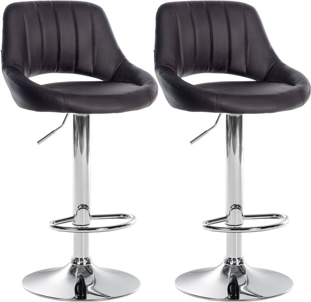 CLP Barhocker 2er Set Milet höhenverstellbar mit Lehne, gepolsterte Barstühle aus Kunstleder in Schwarz mit Metallgestell und Drehsitzfunktion - Bild 1