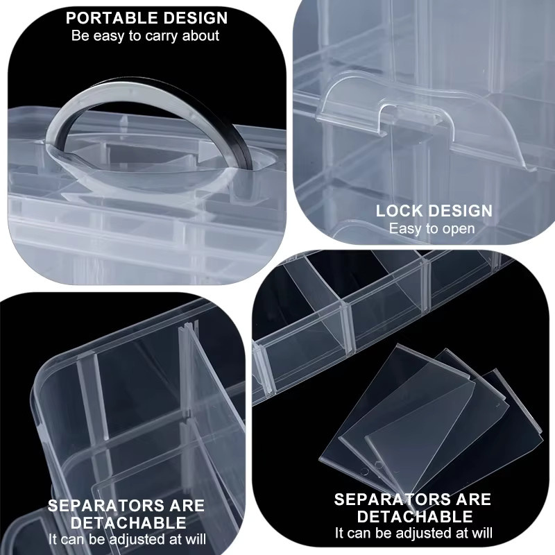 SMI Fine Stapelbare Organizer-Box mit Trennwänden aus Kunststoff, transparent, B: 25,0 cm, H: 18,0 cm - Bild 3